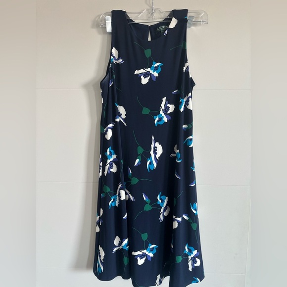 Ralph Lauren Navy Floral Midi Dress - Picture 1 of 4